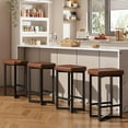 thumbnail image 3 of Yiwa PU Leather Counter Stools, Set of Backless Barstools with Metal X-Frame Base & Built-In Footrest for Dining Room & Bar Area, 3 of 7