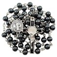 thumbnail image 2 of TALISMAN4U CATHOLIC ROSARY NECKLACE Black Hematite Beads Saint Benedict Medal & Cross Crucifix in Gift Box, 2 of 4