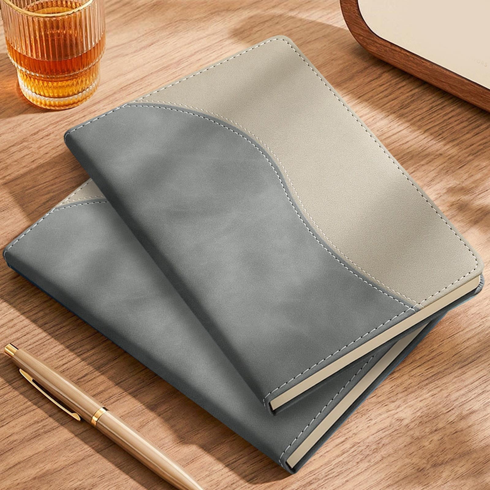 Roiihwy Softcover Journal Notebook, PU Leather Hardcover Notebooks, A5 College Ruled Thick Classic Loop work notebook for Writing, MulticolorA
