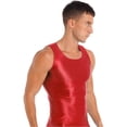 thumbnail image 5 of ZDHoor Mens Glossy Smooth Tank Top Stretchy Sleeveless Gym Workout Vest Tops Red L, 5 of 7
