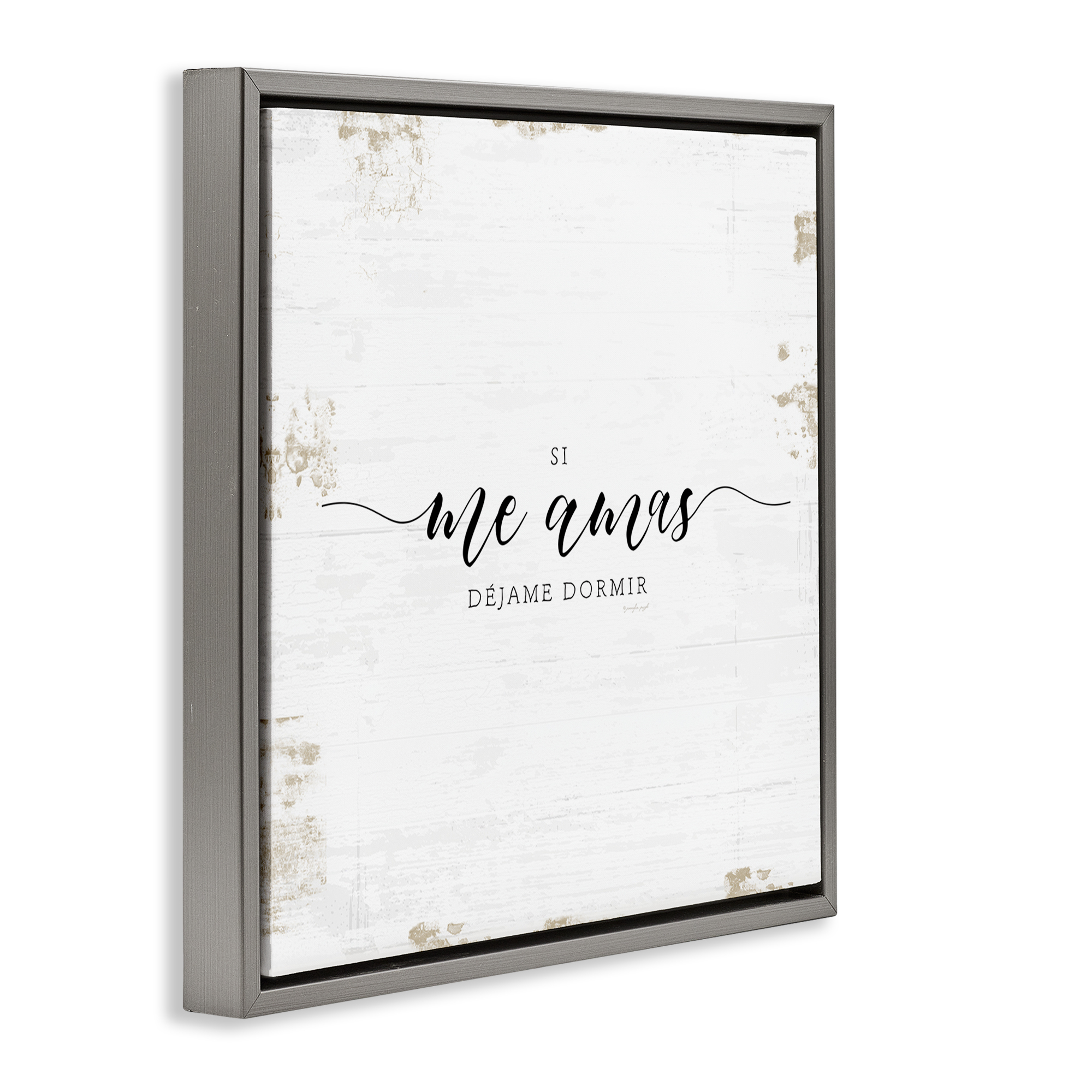 Stupell Industries Si Me Amas Déjame Dormir Inspirational Quotes & Sayings Painting Gray Floater Framed Art Print Wall Art, 25 x 25