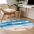 thumbnail image 4 of Round Rugs 4Ft, Blue Coastal Round Area Rug Washable Indoor Throw Carpet, Summer Beach Waves Nautical Starfish Soft Non Slip Circle Rug for Kitchen Nursery Room Home Decor Aesthetic, 4 of 8