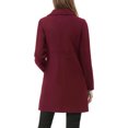thumbnail image 3 of Unique Bargains Women's Notched Lapel Double Breasted Mid Length Overcoat, 3 of 7