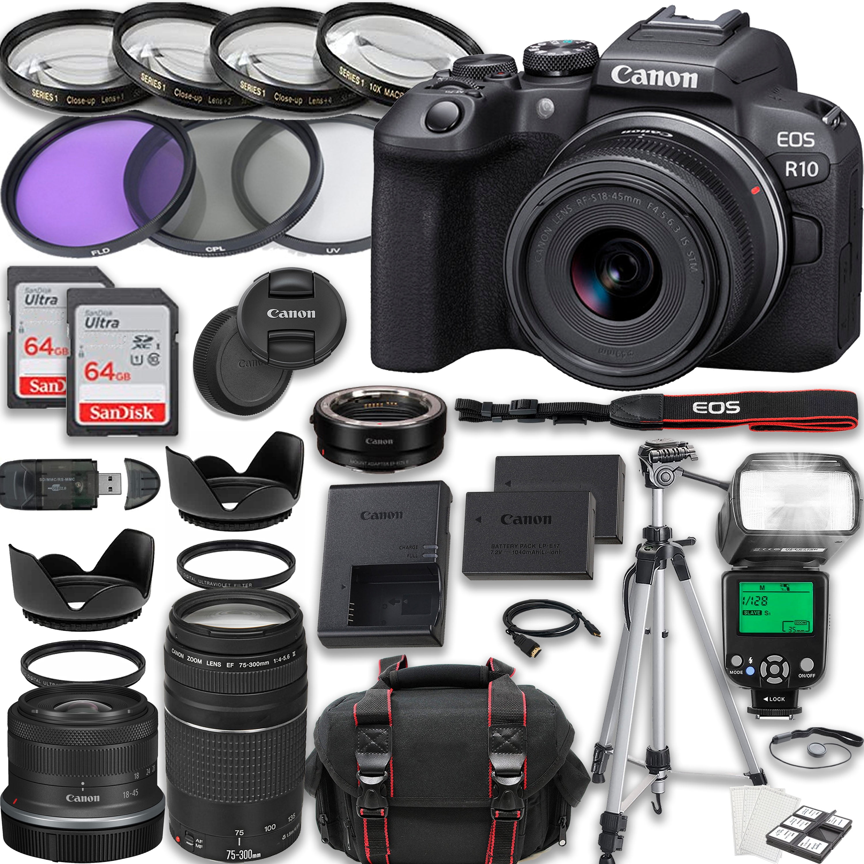  Canon EOS R7 Mirrorless Camera w/RF-S 18-150mm f/3.5-6.3 is  STM Lens + 2X 64GB Memory + Case + Filters + TTL Flash + More (35pc Bundle)  : Electronics