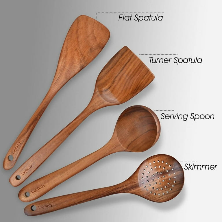4 PC OLIVE-WOOD UTENSIL COOKING SET
