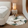 thumbnail image 2 of White Magnolia Blossom Round Area Rug 3.3Ft Washable Circle Rugs for Dining Room Table, Spring Floral Flowers Farmhouse Non-Slip Carpet Floor Mats Indoor Outdoor Carpet Runner Aesthetic Home Decor, 2 of 8