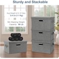 thumbnail image 3 of Medium 15" 21 Quart Collapsible Stackable Storage Bins with Lids, 3 Packs Grey Foldable Fabric Closet Boxes Heavy-duty Linen Cube Baskets Container for Bedroom Office (15 x 11 x 8), 3 of 13