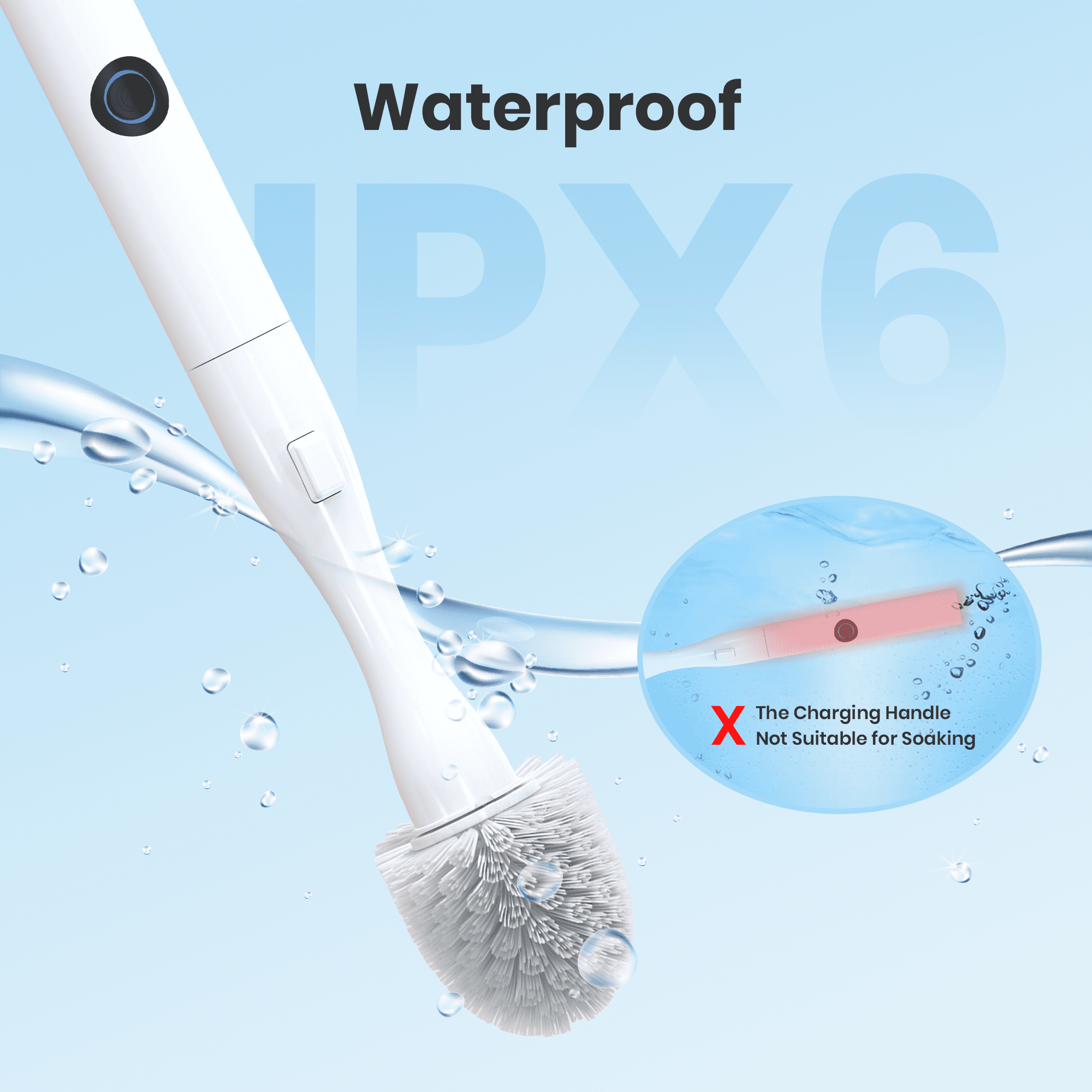 Xecessory Electric Toilet Brush and Holder Set, 8 in 1 Electric Toilet Bowl Cleaning Kit with Replaceable Brushes, Hard Nylon Brush and Soft Silicone Brush