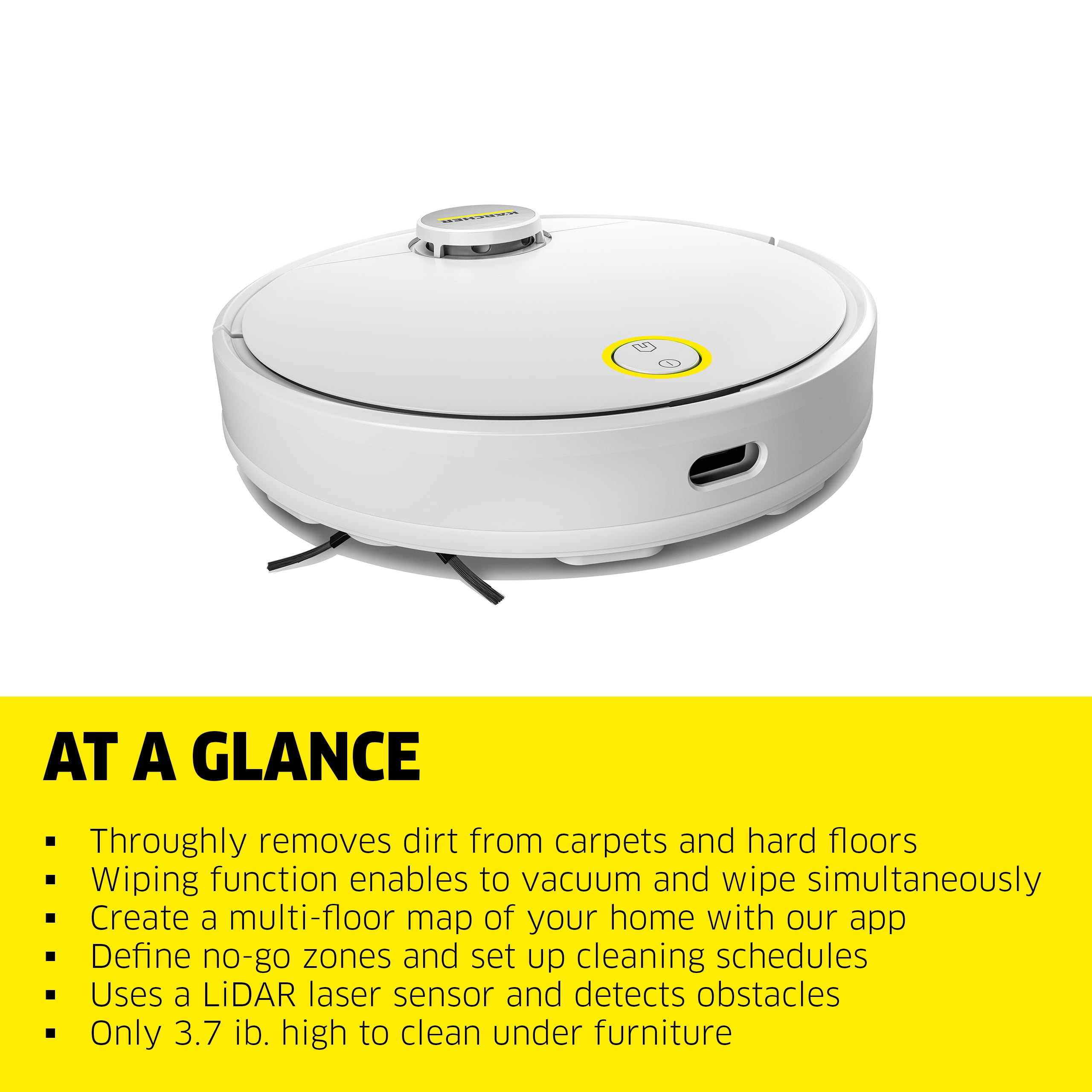 Karcher RCV 3, Robot Vacuum Cleaner, Mop Function, App, LiDar, Floor Mapping, Obstacle Detection - 120 min