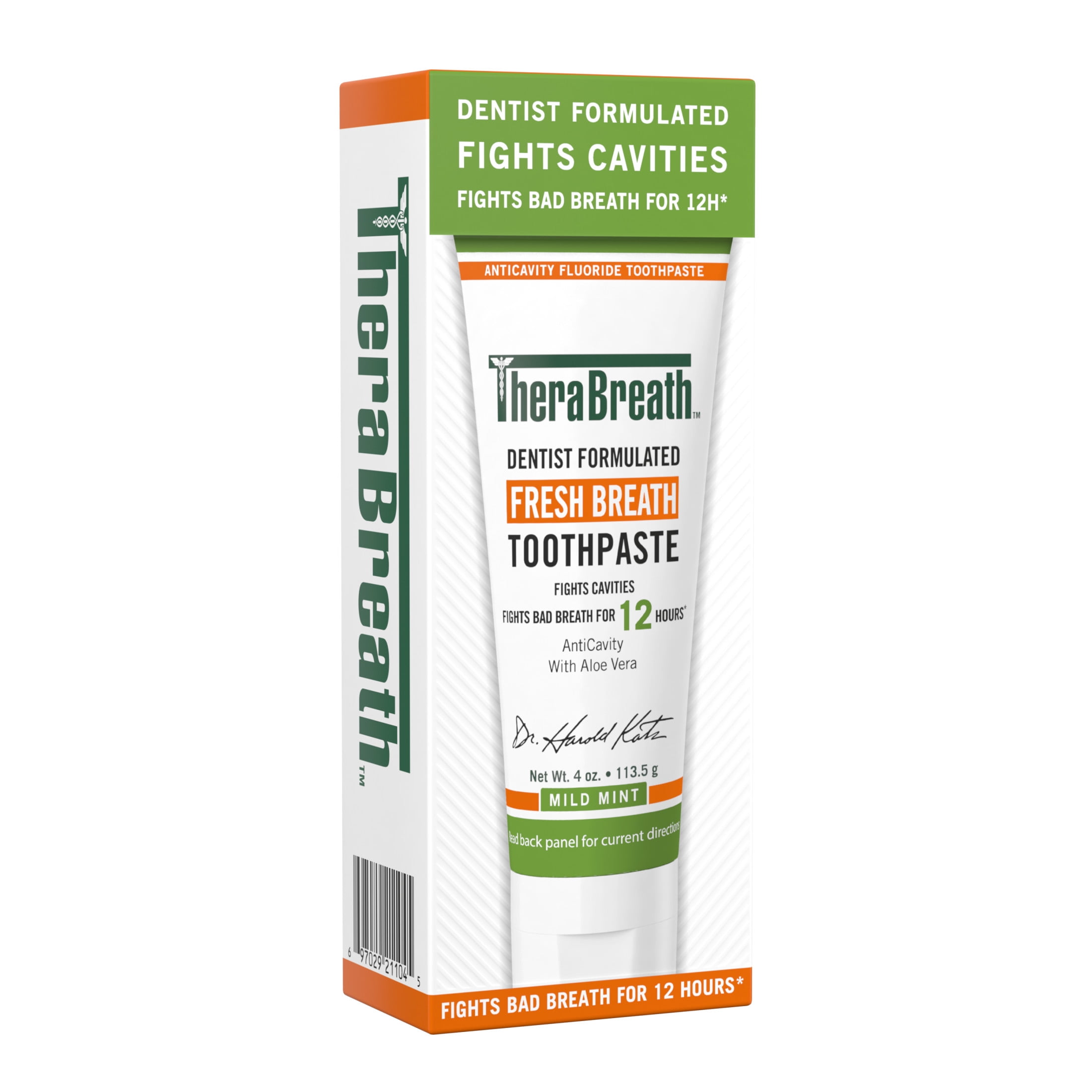 TheraBreath Fresh Breath Fluoride Free Toothpaste, Dentist Formulated, Mild Mint, 4 oz, 2 pack
