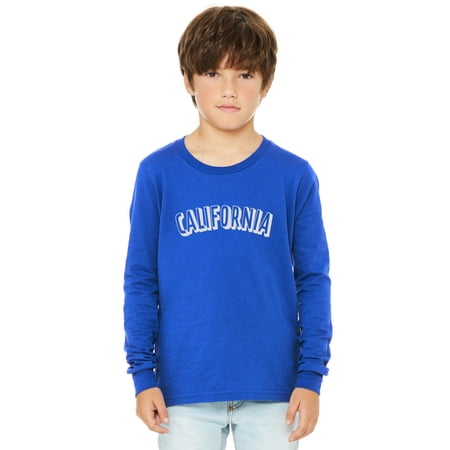 Daxton Youth Long Sleeve California Basic Tshirt - Royal White Small