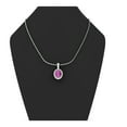 thumbnail image 5 of SuperJeweler 1 1/4 Carat Oval Shape Pink Sapphire and Halo Diamond Necklace In Sterling Silver With 18 Inch Chain For Women, 5 of 6