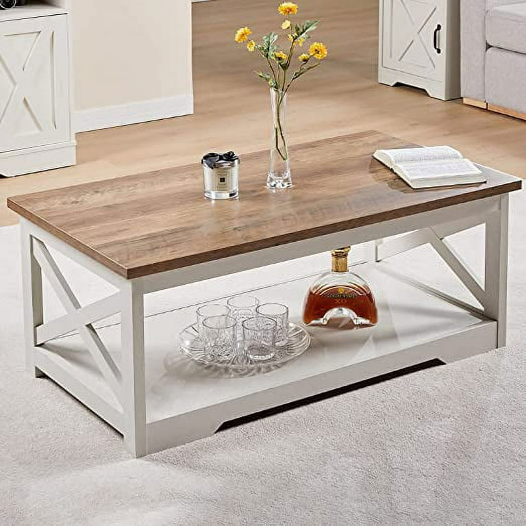 AMERLIFE 4 Piece Farmhouse Table Set for Living Room Includes 54