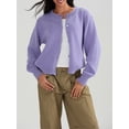 thumbnail image 2 of Women's Solid Color Cardigan Fuzzy Long Sleeve Button Down Sweater, 2 of 8