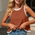 thumbnail image 3 of TGSLY Color Block Contrast Trim Tank Tops for Women Crew Neck Sleeveless Blouses A-Line Flowy Loose Fit Solid Color Going Out Tshirts S, 3 of 6