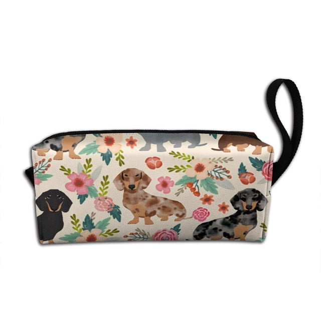 Bolsa de maquillaje YISHOW Floral Dachshund Travel Organizer para mujer