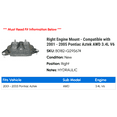 thumbnail image 2 of Right Engine Mount - Compatible with 2001 - 2005 Pontiac Aztek AWD 3.4L V6 2002 2003 2004, 2 of 2