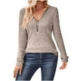 thumbnail image 1 of AherBiu Chemises pour Femmes 2024 Manches Longues Décontractées Demi-Zip Hauts Automne Tunique Tricotée Côtelée, 1 of 7