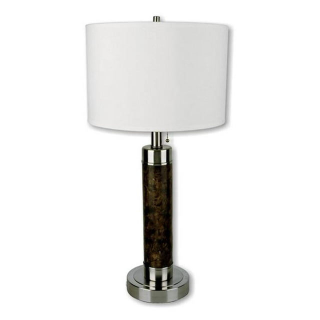 Ore Meubles 31112 Lampe de Table Cylindrique 26 Pouces - Finition Noyer
