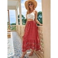 thumbnail image 4 of Maxi Skirts for Women 2025 Summer Boho Long Flowy Floral Elastic High Waist Front Slit Skirt Casual Travel Skirt Red XL, 4 of 9