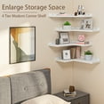 thumbnail image 5 of 4 Tier Floating Corner Shelves White Set of 4, Rustic Pine Wooden Floating Corner Wall Shelf for Wall Décor Storage, L Shaped Corner Shelf Wall Mount for Bedroom, Living Room, Bathroom, Kitchen, 5 of 6