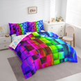 thumbnail image 3 of Manfei Modern Geometric Grid 7-Piece Twin Bedding Sets,3D Plaid Pattern Bedding Comforter Set,Multicolor Checkered Sheet Sets For Boys Kids,Microfiber Bedroom Decor Reversible, 3 of 8