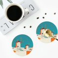 thumbnail image 4 of Vsdgher Colorful Greek Windmills Leather Coasters for Drinks, Durable Drink Coasters 4 Set for Tabletop Protection, Luxurious Home Décor and Housewarming Gift-Round Shape, 4 of 6