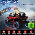 thumbnail image 3 of 24V 2 Seater Ride on Toys UTV for Kids, 7AH Powered UTV Car Toy, 4WD Side by Side Electric Vehicle w/ Remote, 3 Speeds, Bluetooth Spring Suspension, 1.86-4.9mph, Storage for Gift, Red, 3 of 10