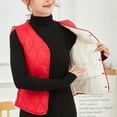 thumbnail image 3 of Lohuatrd Women Fall Winter Vest Coat Soft Thick Padded Sleeveless Single-breasted Solid Color V Neck Cardigan Slim Fit Warm Pockets Lady Waistcoat, 3 of 8