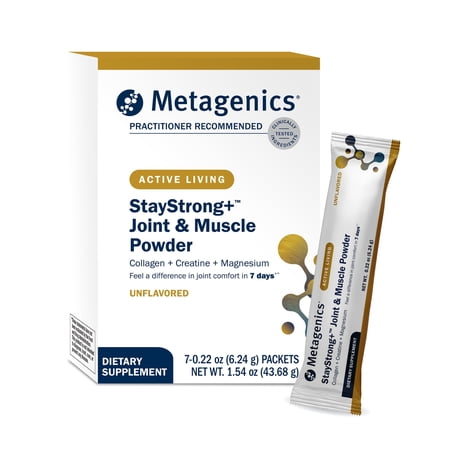 Metagenics StayStrong+ Joint & Muscle Powder - Collagen & Creatine Monohydrate Blend - Joint Comfort, Muscle Strength & Mobility Support - Vitamin D & Magnesium - 7 Stick Packs