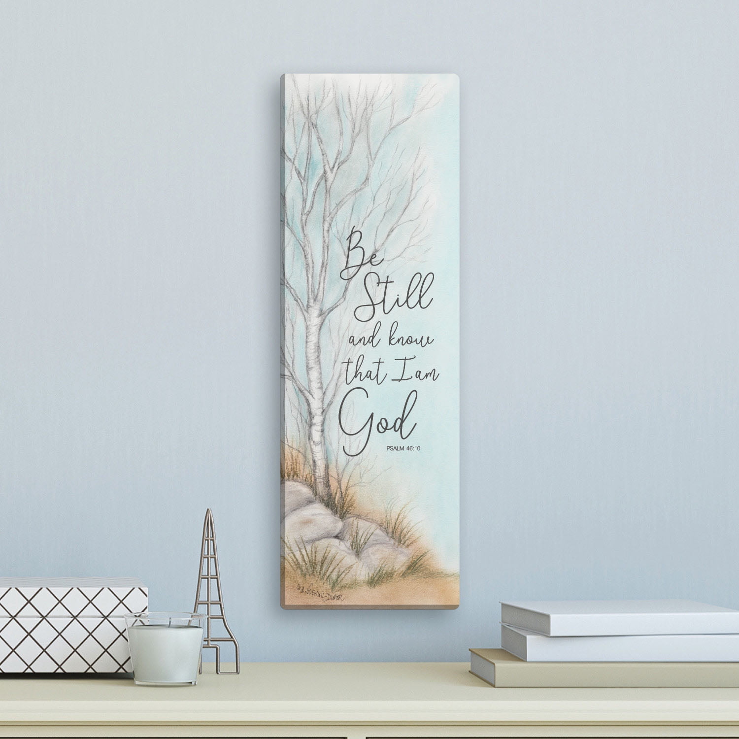 Personalized Planet Be Still And Know That I Am God - PSALMS 46:10 Canvas Print | Wall Art for Kitchen, Office, Hallway or Family Room | Ready to Hang | 6x18