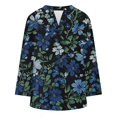 thumbnail image 4 of Women Shirts Long Sleeve Floral Tops For Women Spring Plus Size V Neck T Shirts Trendy Graphic Cotton Tunic Tops,Blue Women Shirts L, 4 of 4