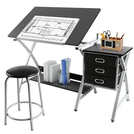 Topeakmart Adjustable Drafting Table Drawing Station Desk Art