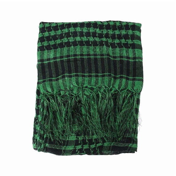 Unisex Scarf Polyester Plaid Tassel Arab Desert Shemagh, Green