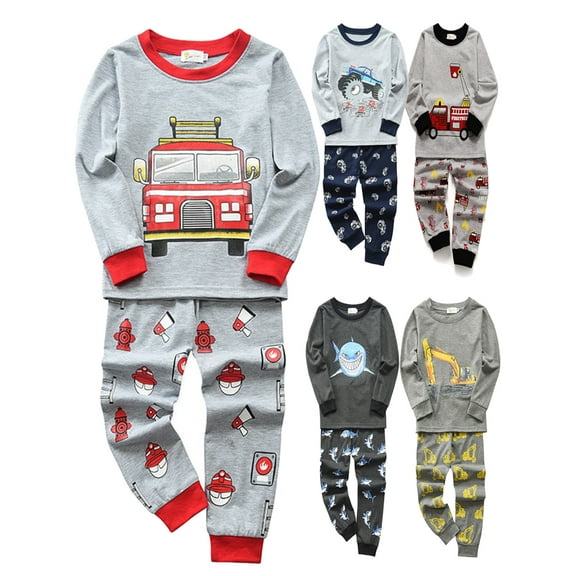 BULLPIANO 2PCS Toddler Baby Boys Girls Pajamas Sets Kids T Shirt Pants Set Loungewear Long Sleeve Sleepwear 2-8 Years