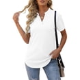 thumbnail image 5 of Entyinea Womens Tops Dressy Causal Short Sleeve Blouse V Neck Ribbed Knit T-Shirt White M, 5 of 5