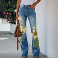 thumbnail image 1 of WILLBEST Pantalones Casuales para Mujer, Vaqueros Holgados con Dobladillo Acampanado, Estampados elegantes, Elásticos, Acampanados, Cómodos para Uso Diario. Chica, 1 of 4