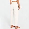 thumbnail image 6 of Lumtrix Cotton Linen Pants for Women 2026 Summer Drawstring High Waisted Capri Wide Leg Beach Vacation Trousers with Pockets White XL, 6 of 7