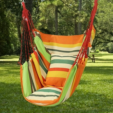 1pc Outdoor Hammock Chair, Canvas Leisure Swing Hanging Chair, Without Pillow And Cushion, Indoor Outdoor Hammock