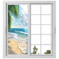 thumbnail image 2 of Summer Beach Window Privacy Film, Coastal Ocean Tropical Palm Trees Static Cling UV Sun Blocking Tint Film Heat Control Windows Films for Bedroom Bathroom, Window Stickers 23.6"x59", 2 of 8