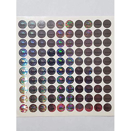 14 MM (0.53 inch) with Serial Number Round Tamper Evident Security Void Hologram Labels Seals Stickers- Maxhologram Brand (2500)