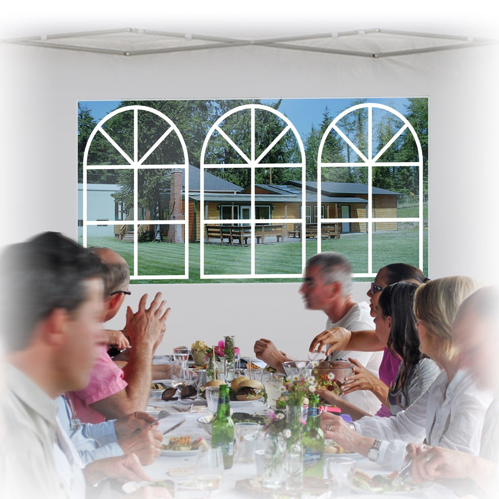 Sunrise 13'x6.4' Sidwall for Wedding Party Tent, Outdoor Pop Up Canop Gazebo, with windows, 1 PCS, white