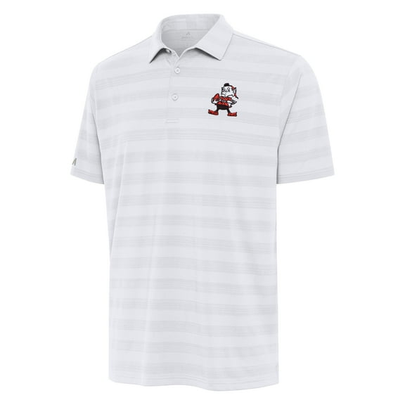 Men's Antigua White Cleveland Browns Brownie Logo Tunnel Polo