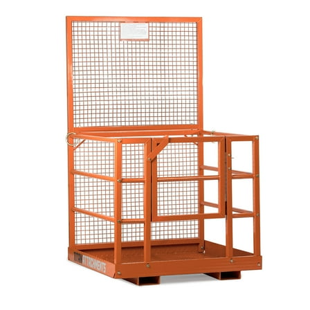 Titan Attachments LW 2 Person Forklift Safety Cage 45" x 43", Rated 1,200 LB, Aerial Lift Fence Rails Basket