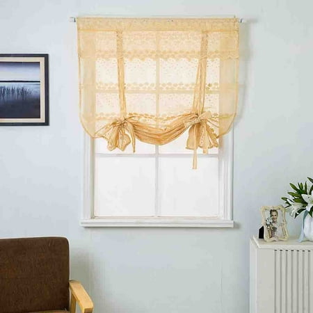 

amlbb Grommet Blackout Curtains for Bedroom Living Room Tulle Perforated Kitchen Bathroom Window Roman Curtain Floral Tulle Valances
