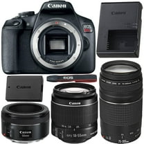 Canon EOS Rebel T7 DSLR Camera with 18-55mm, 75-300mm, and 50mm Lenses - Top Value Accessory Bundle