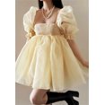 thumbnail image 1 of Mini vestidos de graduación con mangas abullonadas y cuello cuadrado, vestido de fiesta sin espalda con corte en A, color rosa claro, vestidos de baile de cumpleaños para niña encantadora, 1 of 5