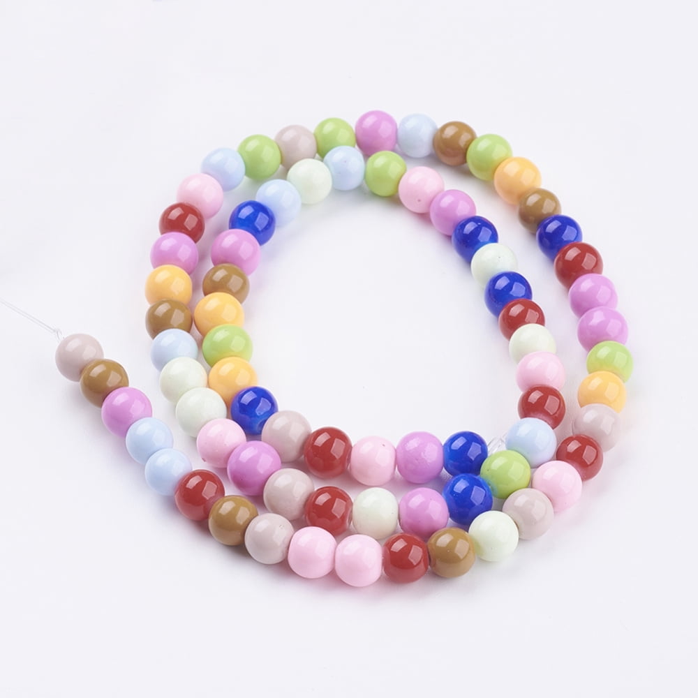 Baking Paint Glass Beads Strands Round Mixed Color 6mm Hole: 1mm about 74pcs/strand 16 inch