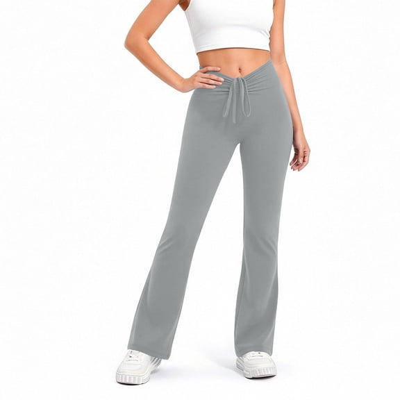 Zuesphe Women Flare Leggings Tummy Control High Waist Bootcut Yoga Pants Stretchy Workout Gym Lounge Trousers with Drawstring