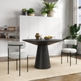 thumbnail image 2 of Roundhill Furniture Corff 3-Piece Round Dining Set, Pedestal Dining Table with 2 Boucle Chairs, Black White, 2 of 12